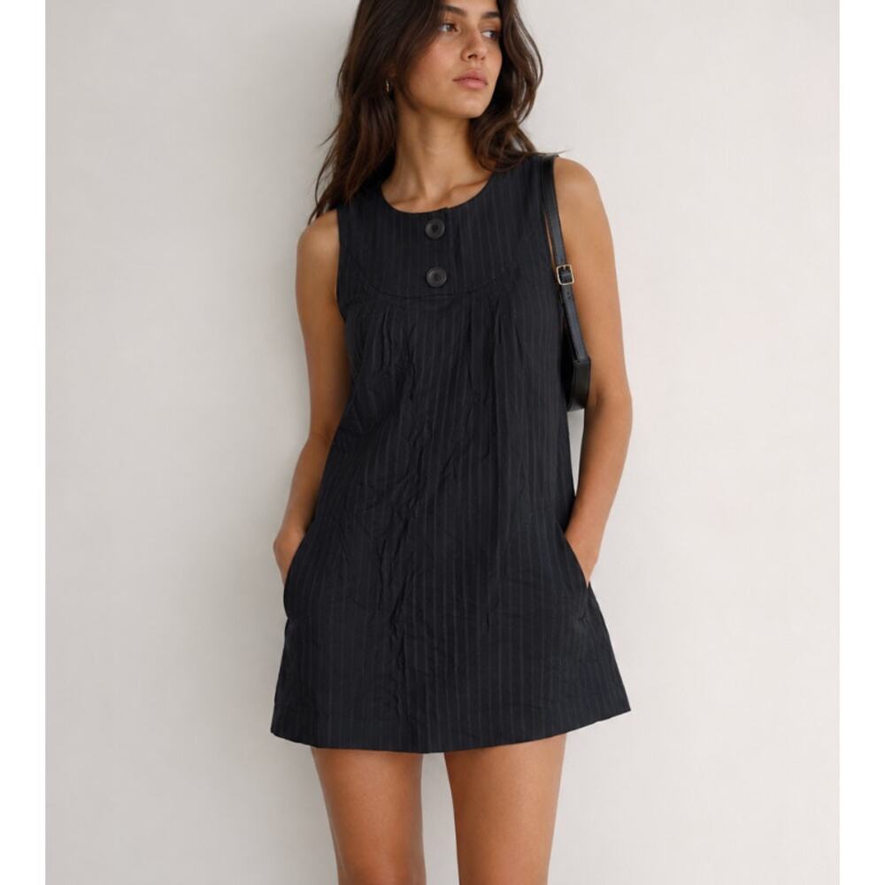 Iris Setlakwe Mini Dress Pinstripe Black 2